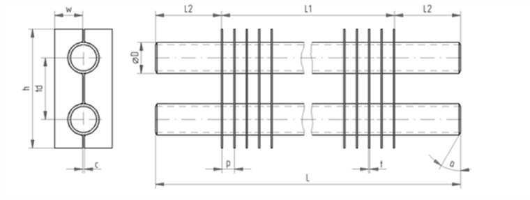 H type fin tube drawing